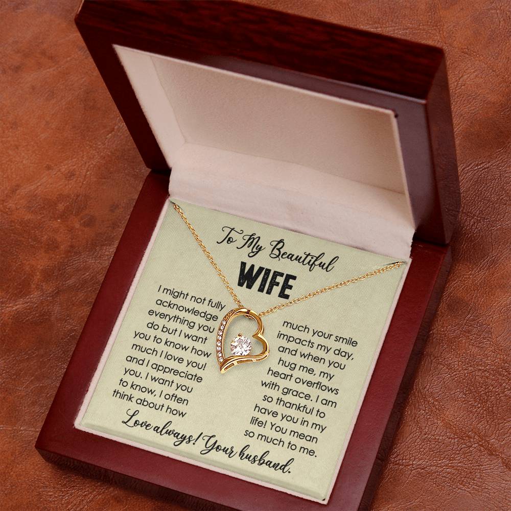 To My Beautiful Wife You mean so much to me Forever Love Necklace