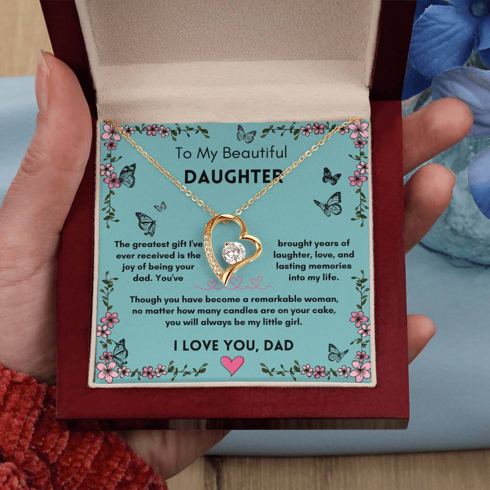 To My Beautiful Daughter I Love You, Dad Forever Love Necklace