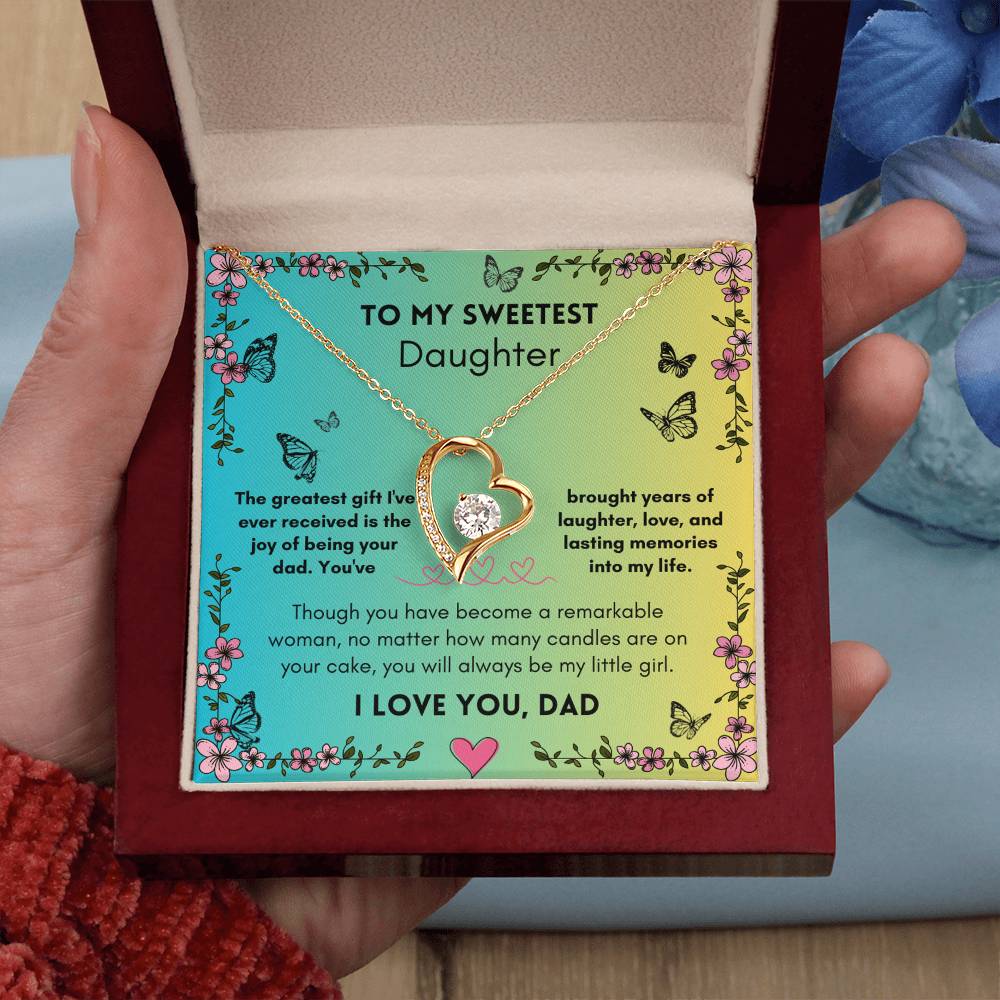 Sweetest Daughter I Love You, Dad Forever Love Necklace