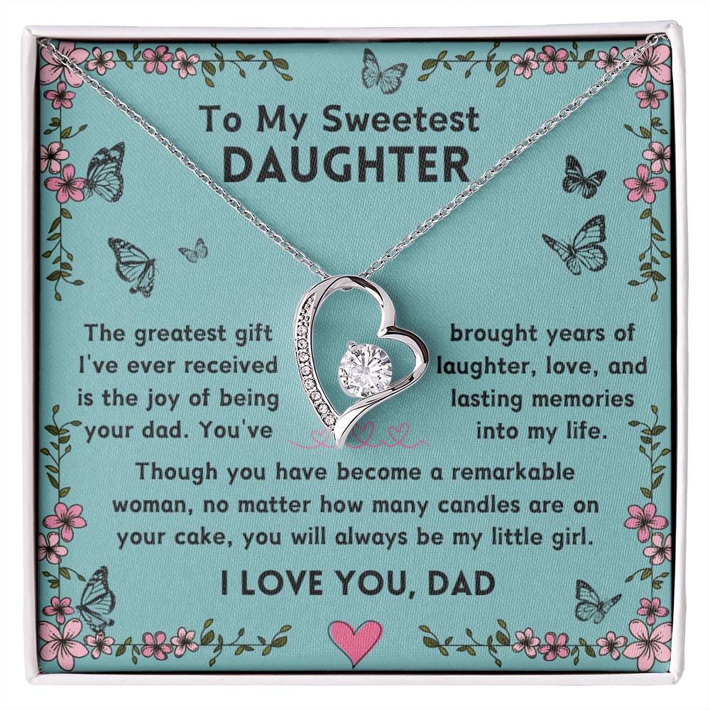 To My Sweetest Daughter I Love You Dad Forever Love Necklace